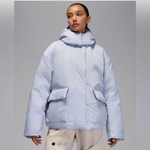 Nike Jordan Light Blue Hooded Puffer Jacket with Removable Hood